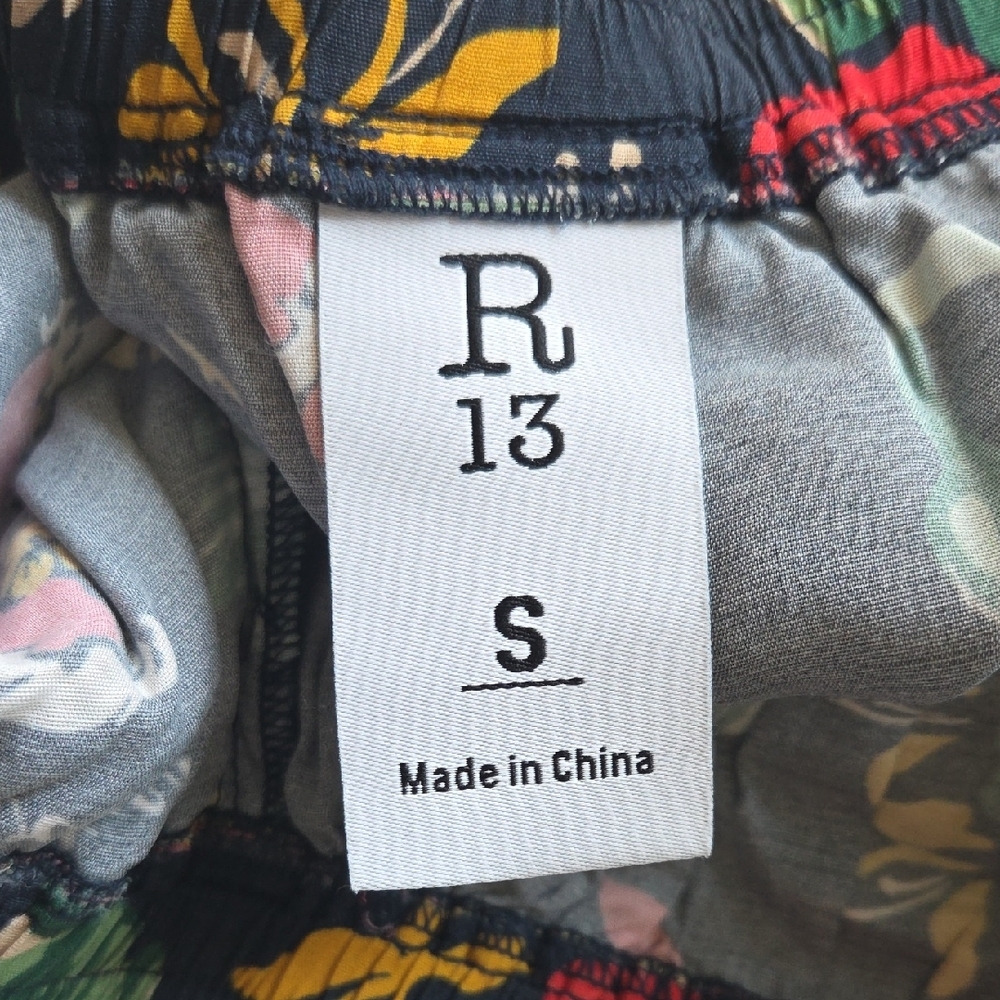 R13 Black and Red High Waist Floral Shorts - Picture 3 of 3